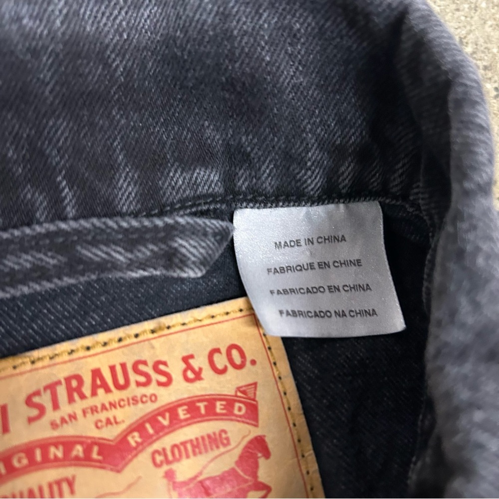 Vintage Levi's Denim Jacket Mens Large Black Y2K Type 3 Trucker Workwear Coat - Picture 5 of 11